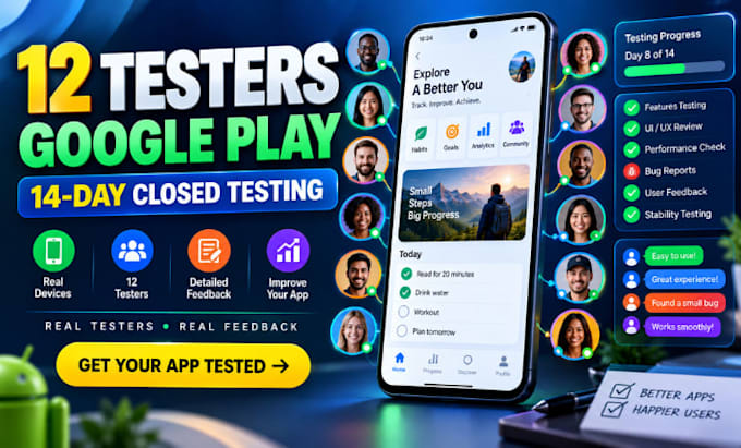 provide 12 testers for google play closed testing