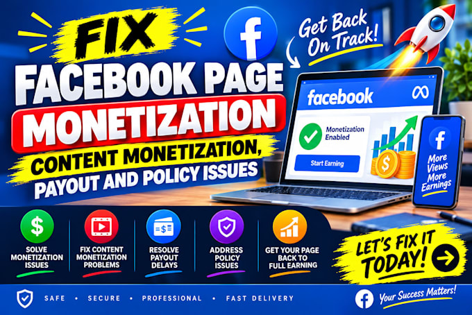 fix facebook page monetization, content monetization, payout and policy issues