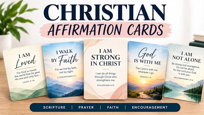 design christian affirmation cards, scripture cards and prayer journal