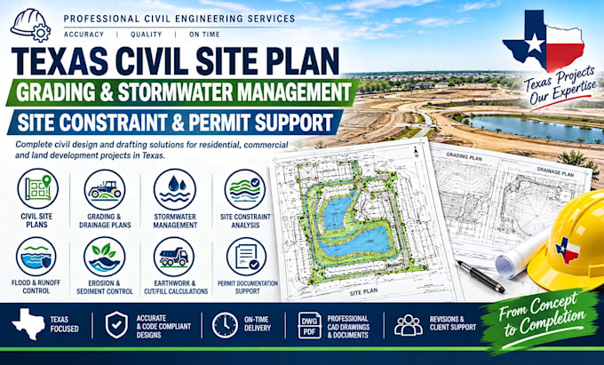 do texas civil site plan, grading stormwater management site constraint permit