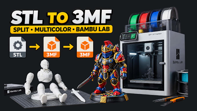 convert and split stl models to 3mf for bambu lab 3d printing