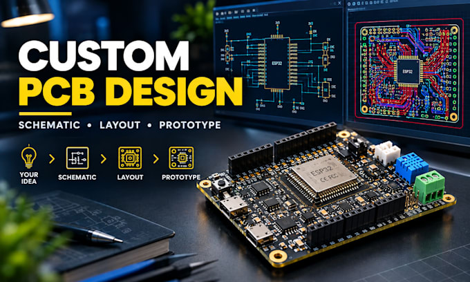 design custom arduino esp32 stm32 pcb schematic and circuit board