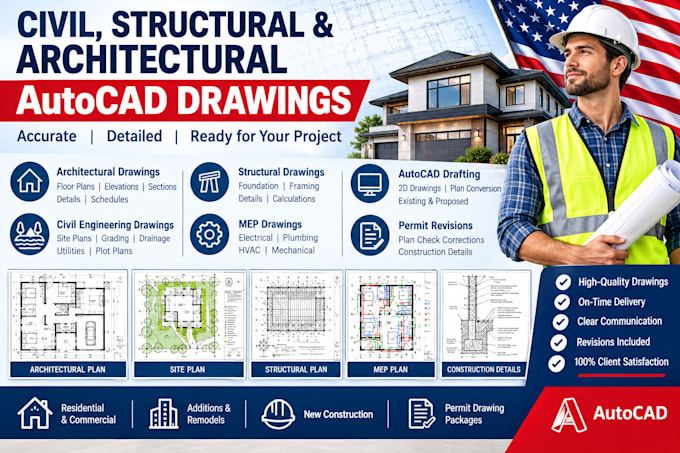 do civil and structural engineer architectural blue prints and autocad drawings