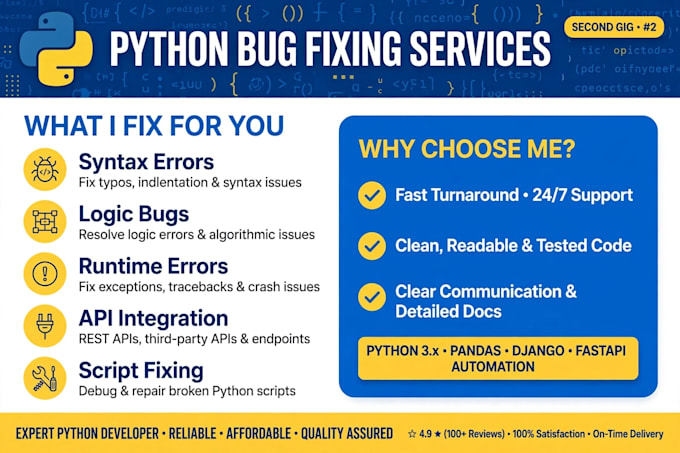 do custom python scripts, automation, and fix python errors