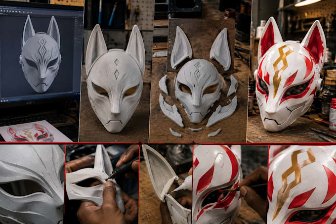 create custom 3d halloween, oni, hnnaya and cosplay mask