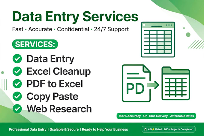 do data entry, excel cleanup and admin support fast