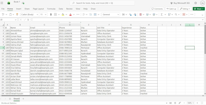 do data entry in microsoft excel