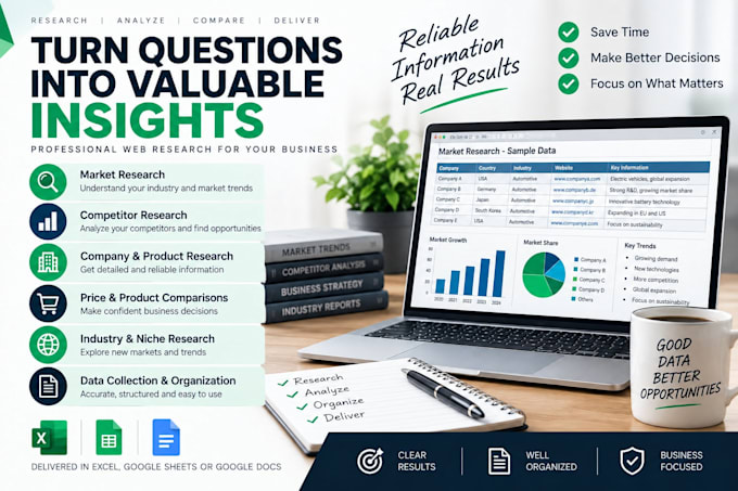do web research, market research, and data collection