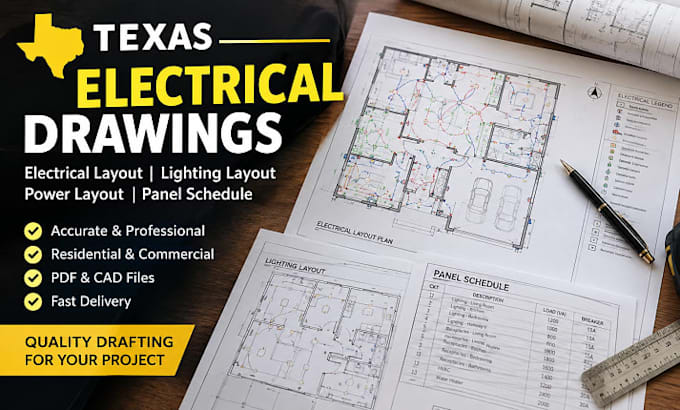 design texas electrical drawings, lighting, power and panel layouts