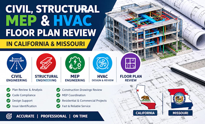 civil structural engineering mep hvac floor plan in california missouri