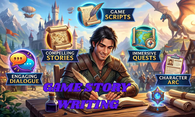 write engaging game scripts, game stories, quests and character dialogue