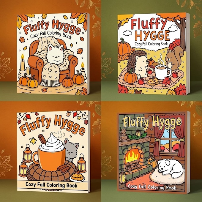 create a fluffy hygge cozy autumn coloring book