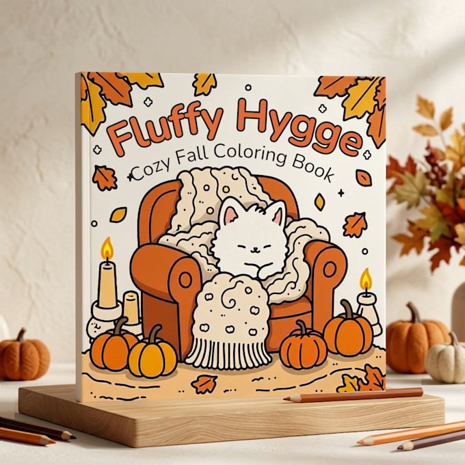 create a fluffy hygge cozy autumn coloring book