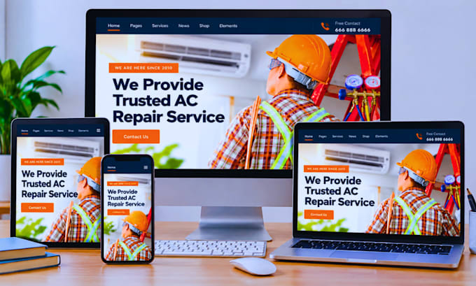 design plumbing cleaning roofing hvac website construction contractor website