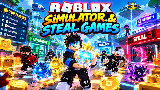 create roblox simulator, steal, tycoon and roleplay games