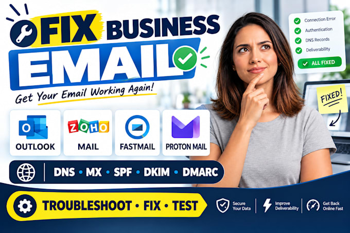 fix outlook zoho mail fastmail proton mail dns dkim custom domain email issues