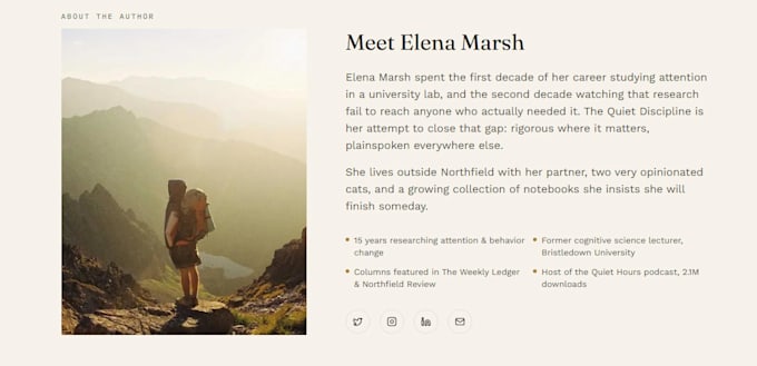 create a responsive author website for ebook writers