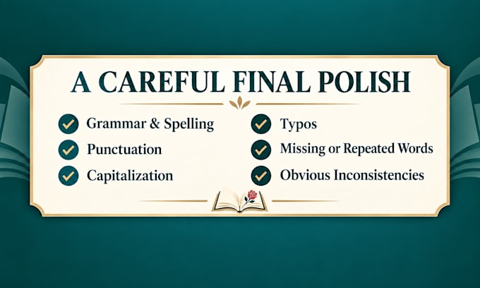 proofread your book for grammar, spelling, and punctuation