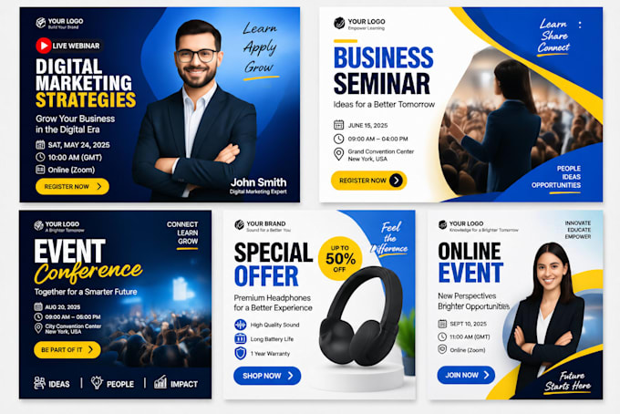 design webinar, seminar, digital advert and event banner