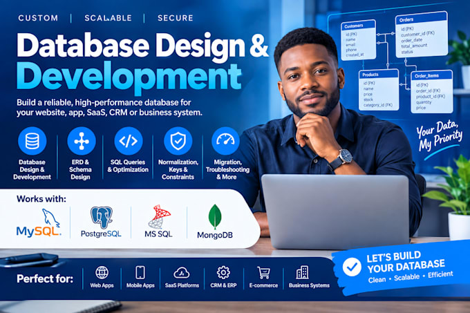 design and build a mysql or postgresql database with erd