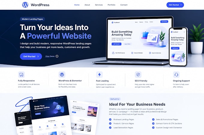 design a modern responsive wordpress landing page