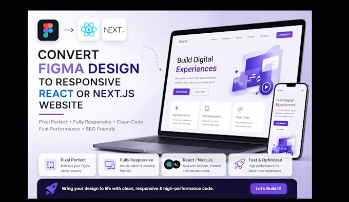 convert figma to react next js responsive website