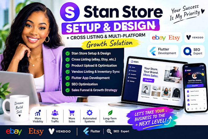 cross list ebay products with vendoo optimize listings and provide flutter SEO