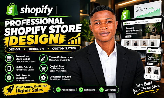 create professional shopify store website design for sales growth