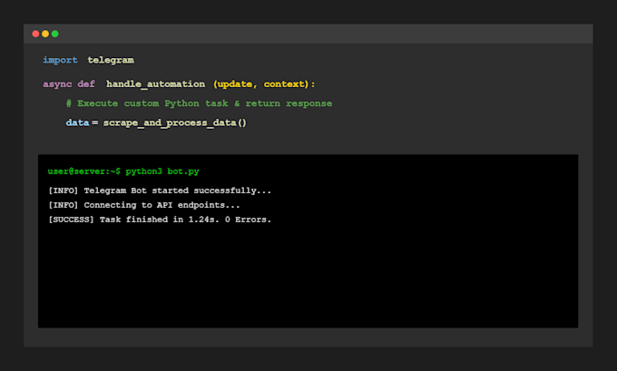 build a custom telegram bot or python automation script