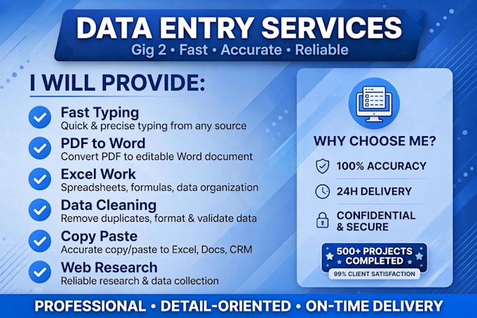 do fast data entry typing excel work and pdf to word conversion