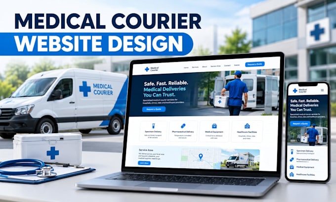 design a medical courier, heaithcare logistics website
