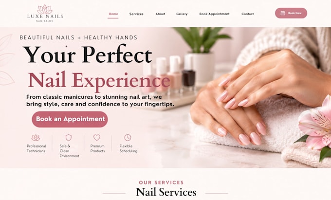build square nail salon website with booking and appointment setup