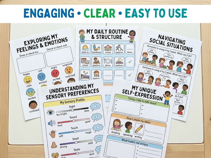 design adhd planners, autism worksheets, workbooks