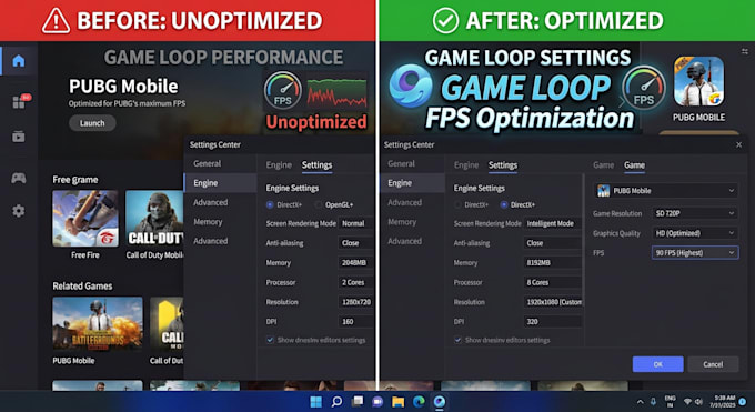 optimize gameloop for pubg mobile fps and performance