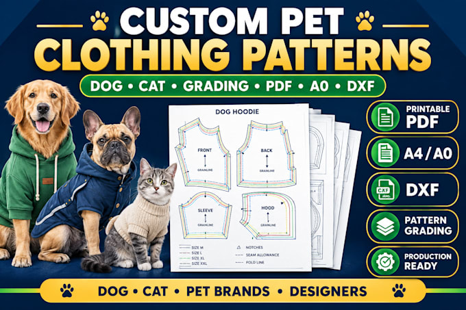 create custom pet clothing sewing patterns for dogs and cats