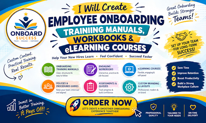 create employee onboarding training manuals workbooks and elearning courses