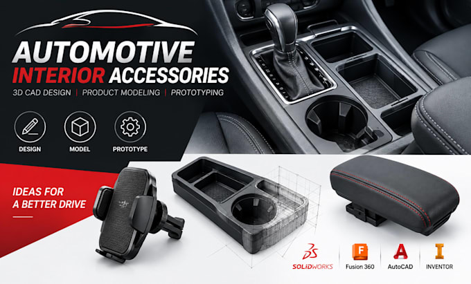 automotive interior accessories, 3d cad design, product modeling, prototyping
