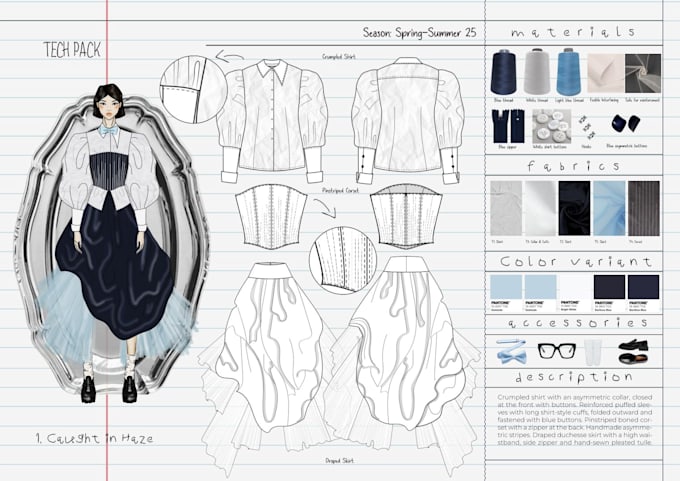 create fashion technical flats and garment sketches