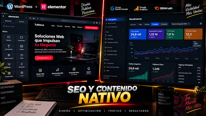 design a premium spanish website with native SEO content