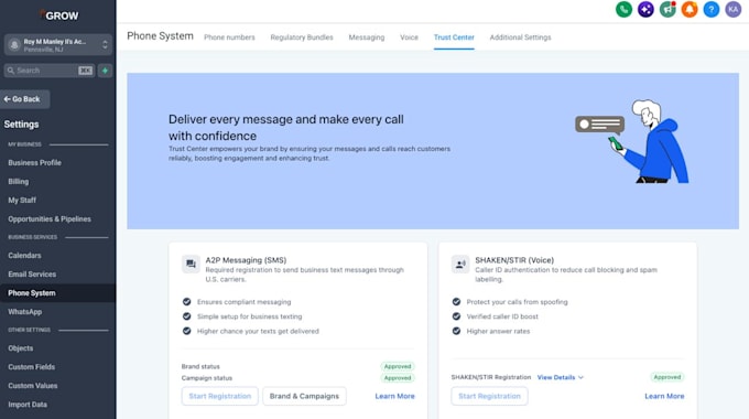 setup gohighlevel a2p 10dlc registration and SMS compliance