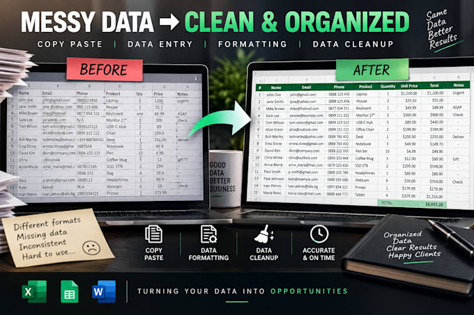 do accurate data entry, excel and google sheets work