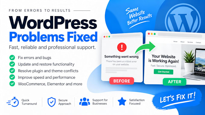 diagnose and fix wordpress errors, bugs and website issues