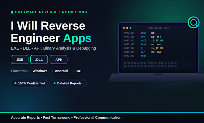 reverse engineer dll and exe files apks and other compile binaries and logics