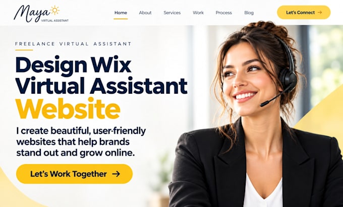 design wix virtual assistant website administrative support service website