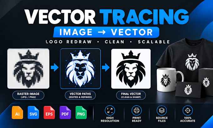 vector tracing, convert image to vector, redraw logo design fast
