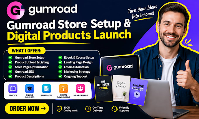 gumroad store setup gumroad SEO digital products launch