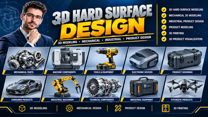 3d hard surface design mechanical model industrial product model for 3d printing