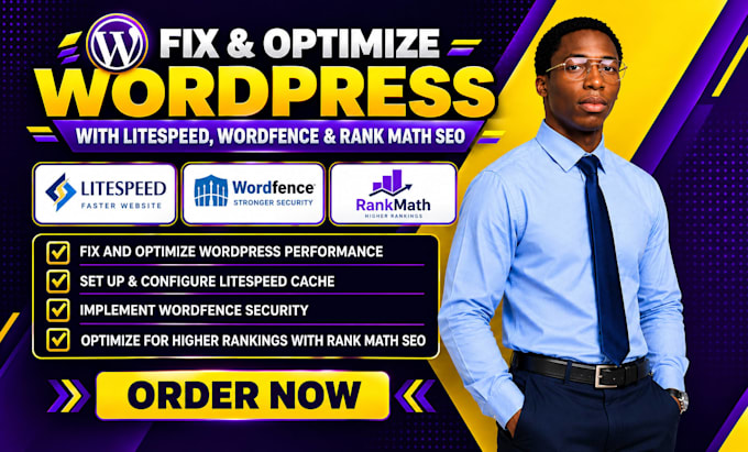 fix and optimize wordpress with litespeed, wordfence, rank math SEO