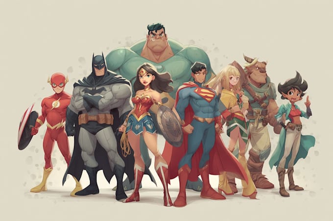 design comic style superhero group art with custom