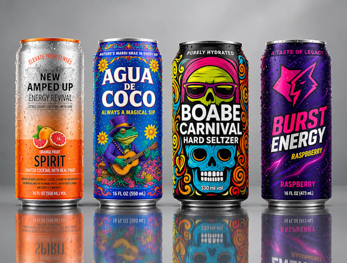 design energy drink can label for your brand